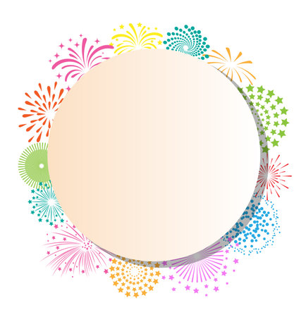 Colorful fireworks frame on white backgroundのイラスト素材