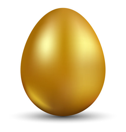 Golden egg isolated on white background for Easter day greeting cardのイラスト素材