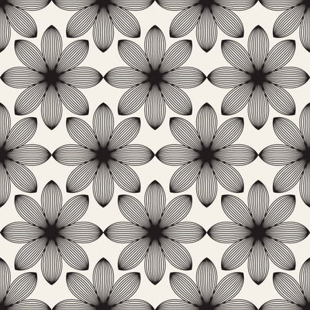 Abstract Lotus flowers seamless patternsのイラスト素材