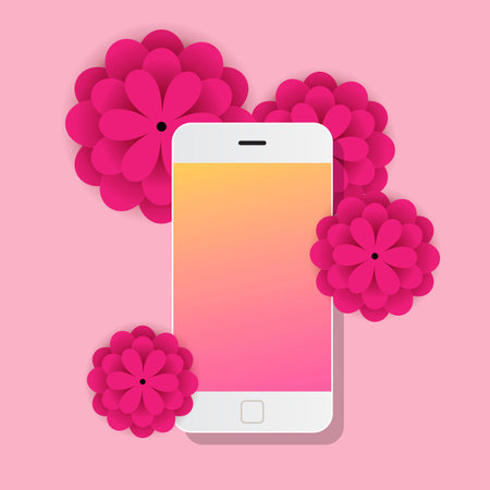 Mobile with flowers papers for spring seasonのイラスト素材