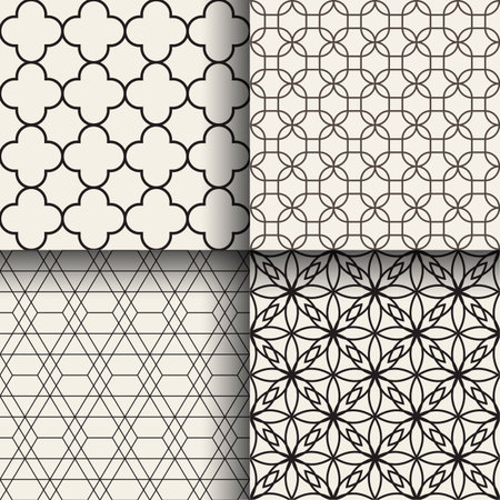 Set of abstract geometric seamless patternsのイラスト素材