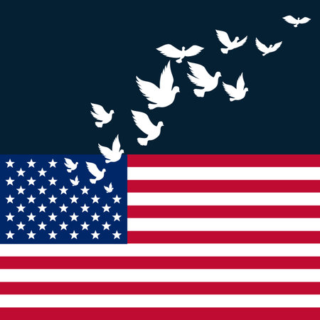 American Flag with  flying pigeon  for Independence Day of USA celebrationのイラスト素材