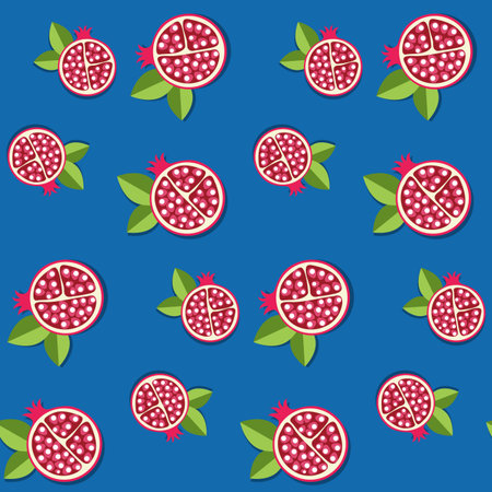 Seamless pomegranate pattern for fruit backgroundのイラスト素材
