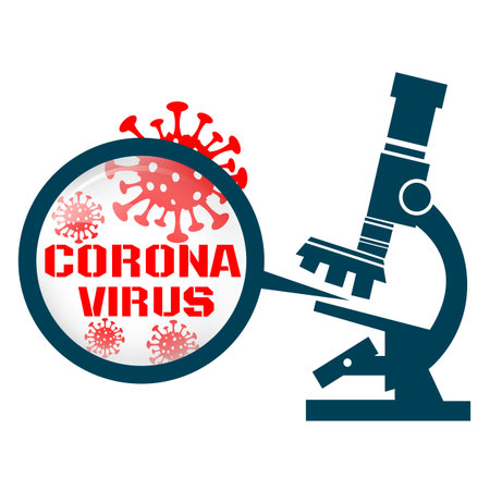 Microscope with coronavirusのイラスト素材