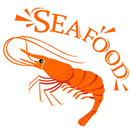 Shrimp cartoon with text for seafood conceptのイラスト素材