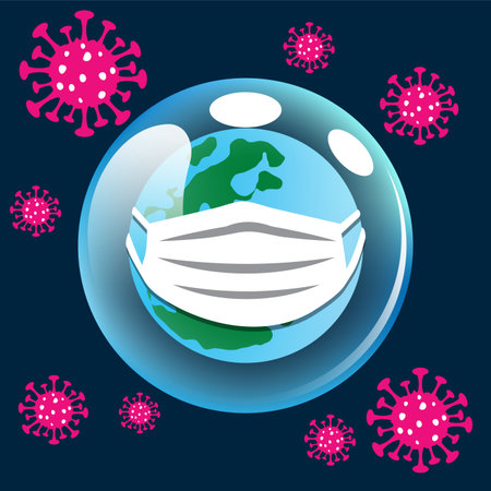 World with surgical mask face protection for Covid-19 Corona virus conceptのイラスト素材