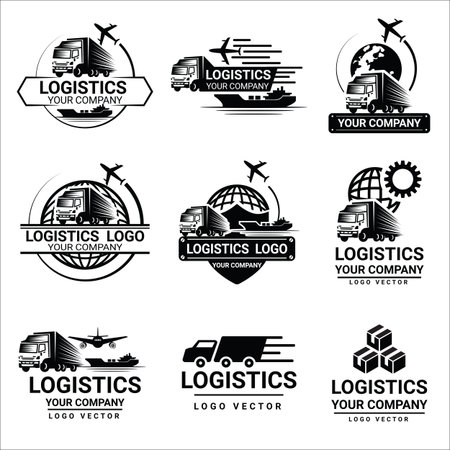 Set of logistics and  transport logos design vectorのイラスト素材