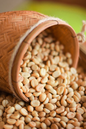 Drying of parchment Arabica coffee in bamboo basket