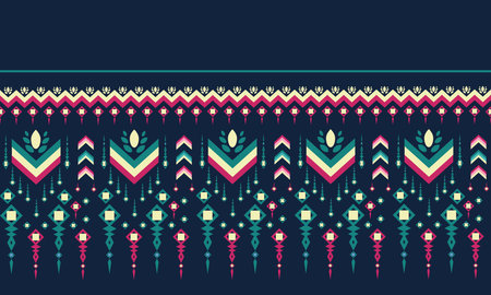 Geometric ethnic pattern traditional Design for background,carpet,wallpaper,clothing,wrapping,Batik,fabric,Vector illustration embroidery style.のイラスト素材