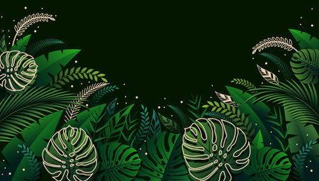 Tropical background with monstera leaves. Vector Illustration.のイラスト素材