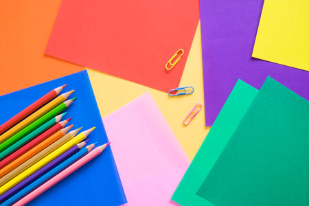 colorful crayon and paper backgroundの写真素材