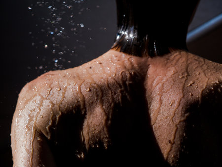 Woman in the showerの写真素材