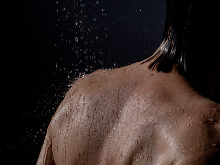 Woman in the showerの写真素材