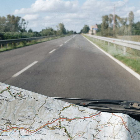 Travelling looking at the map