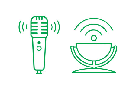 Microphone and stand up comedy icon. Vector illustration in line style.のイラスト素材