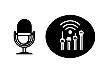 Microphone icons set on white background. Vector illustration. Eps 10.のイラスト素材