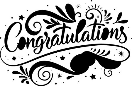 Congratulations on a white background. Vector illustration in black and white.のイラスト素材