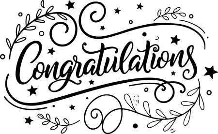 Congratulations lettering. Handwritten calligraphy. Vector illustration.のイラスト素材
