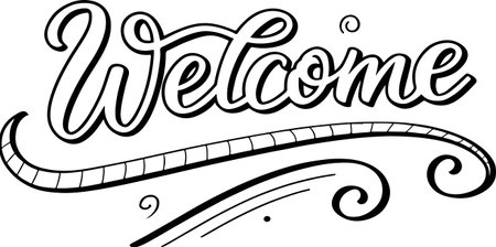 Welcome.Doodle Lettering Design.Vector illustration ready for vinyl cutting.のイラスト素材