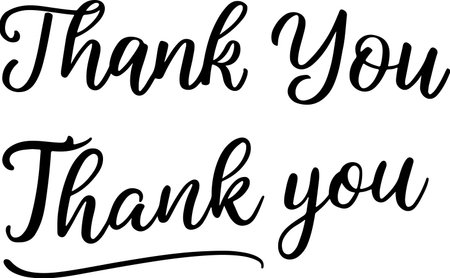 Thank you handwritten text sign illustration on white bakcground.のイラスト素材