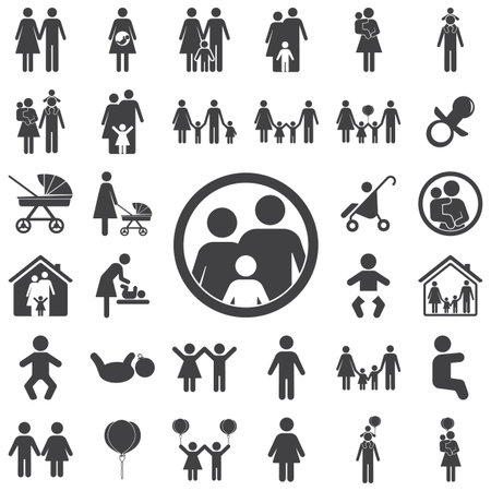 Family Icon on the white background. Set of iconsのイラスト素材