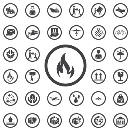 fire flame icon vector illustration. Set of Post delivery iconsのイラスト素材