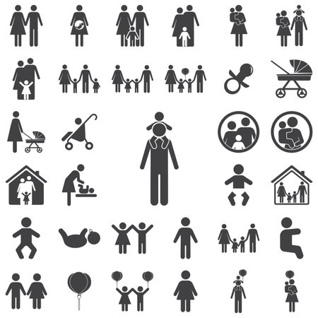 Family Icon on the white background. Set of iconsのイラスト素材