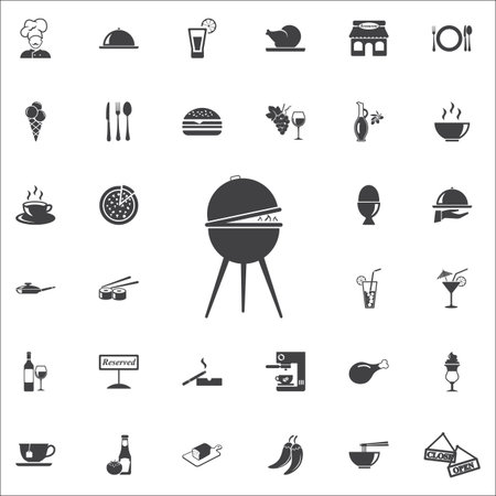Barbecue grill vector icon on the white background. restaurant set of iconsのイラスト素材