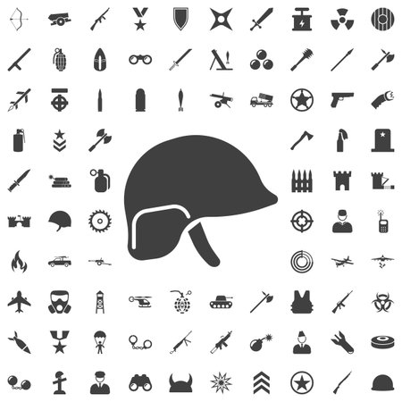 Soldier helmet icon isolated on white background. Set of weapon iconsのイラスト素材