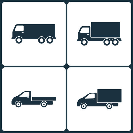 Vector Illustration Set of Truck and Transport Icons. Elements of Truck and Transport icon on white background.のイラスト素材