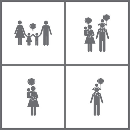 Vector Illustration Set Office Relationship Icons. Elements of girl, boy, Balloons and Family icon on white backgroundのイラスト素材