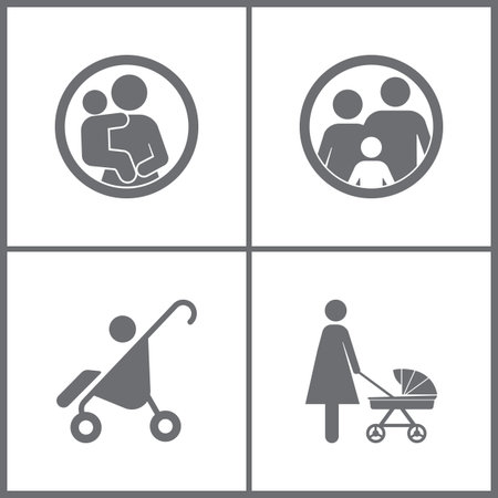 Vector illustration set office relationship icons. Elements of pram, nipple, baby and family icon on white background.のイラスト素材