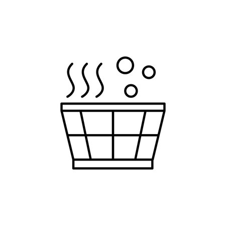 Sauna, basin icon. Simple line, outline vector elements of body care for ui and ux, website or mobile application on white backgroundのイラスト素材