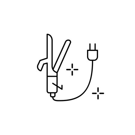 Hair iron, curly icon. Simple line, outline vector elements of beauty salon things for ui and ux, website or mobile application on white backgroundのイラスト素材