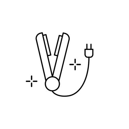 Hair iron icon. Simple line, outline vector elements of beauty salon things for ui and ux, website or mobile application on white backgroundのイラスト素材