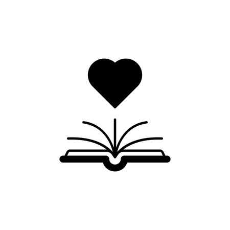 Book, open, heart icon. Simple vector knowledge icons for ui and ux, website or mobile application on white backgroundのイラスト素材