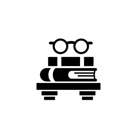 Book, shelf, glasses icon. Simple vector knowledge icons for ui and ux, website or mobile application on white backgroundのイラスト素材
