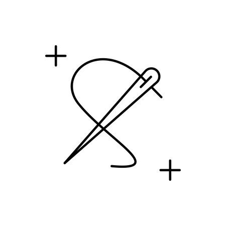 Sew, needle icon. Simple line, outline vector elements of housework for ui and ux, website or mobile application on white backgroundのイラスト素材