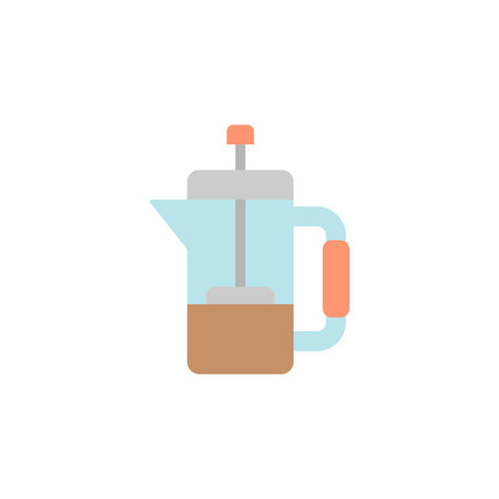 Tea, French press colored icon. Simple colored element illustration. Tea, French press concept symbol design from Bar set. Can be used for web and mobile on white backgroundのイラスト素材