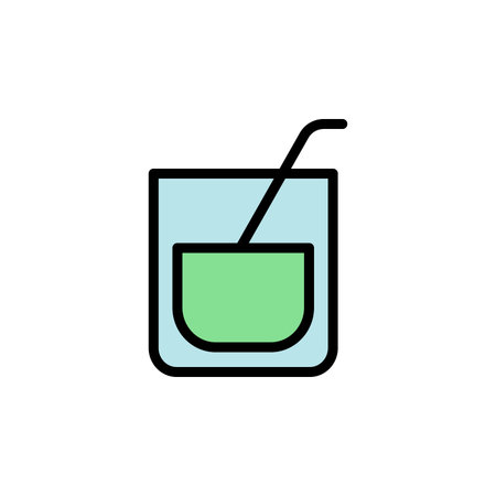 Old fashioned glass, cocktail colored icon. Simple color element illustration. Old fashioned glass, cocktail concept outline symbol design from Bar set. Can be used for web and mobile on white backgroundのイラスト素材