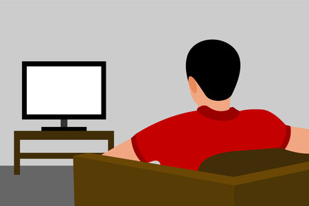 watching tv illustrationのイラスト素材
