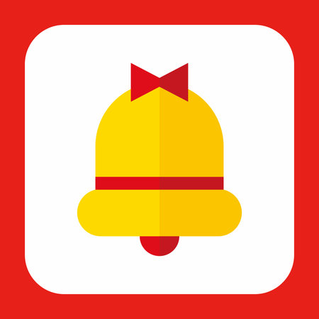 Vector icon of bell with bow on red backgroundのイラスト素材