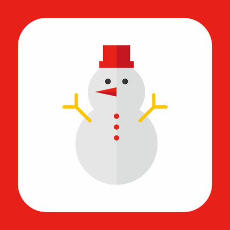 Vector icon of snowman on red backgroundのイラスト素材