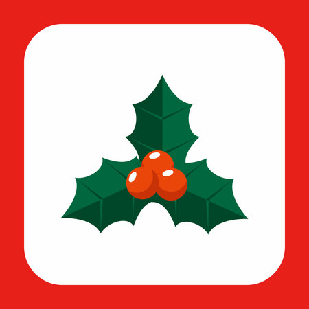 Christmas holly berry flat icon. Vector illustrationのイラスト素材