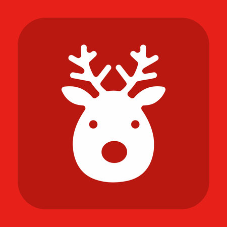 Reindeer flat icon on red backgroundのイラスト素材