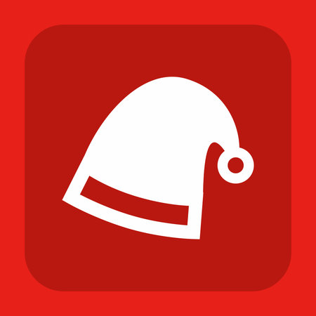 Santa Claus hat icon on red background. Flat design. Vector illustration.のイラスト素材