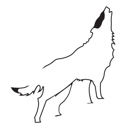 Wolf logo. Silhouette vector symbol of wolf for design company's logo, tattoo, visit card, etc. Monochrome sign of animal.のイラスト素材