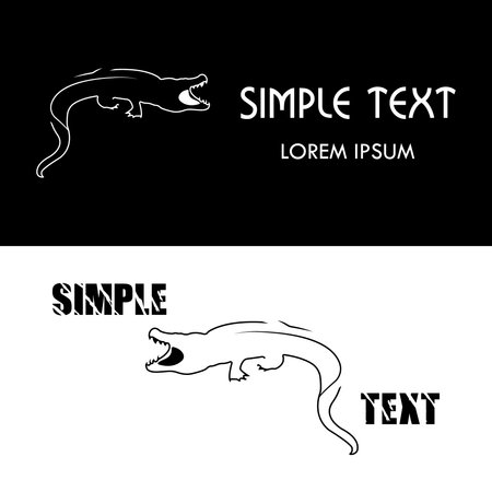 Crocodile logo. Silhouette vector symbol of crocodile for design company's logo, tattoo, visit card, etc. Monochrome sign of animal.のイラスト素材