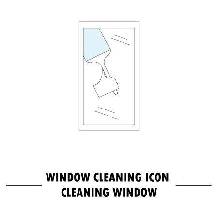 Window cleaning icon. High quality outline pictogram of window cleaning. Vector color symbol for design website, visit card, mobile app, logo, etc.のイラスト素材