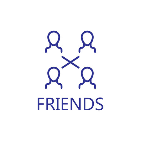 Community icon. Friends line icon. High quality outline pictigram for design website or mobile app. Vector thin line illustration of friends, community.のイラスト素材